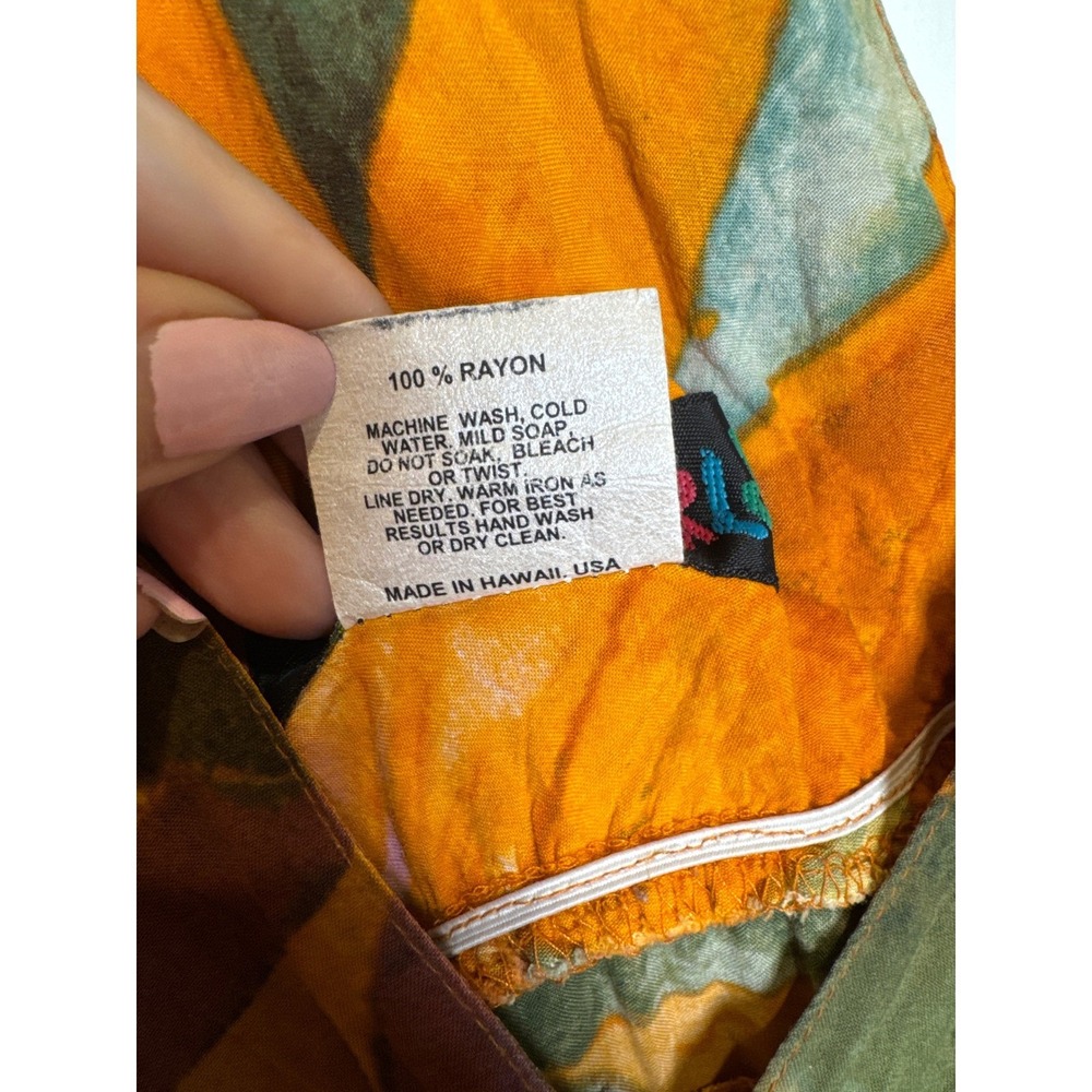 Jams World Sunset Flora Rayon V-Neck Empire Waist Dress Orange Green Floral Med - Picture 5 of 6